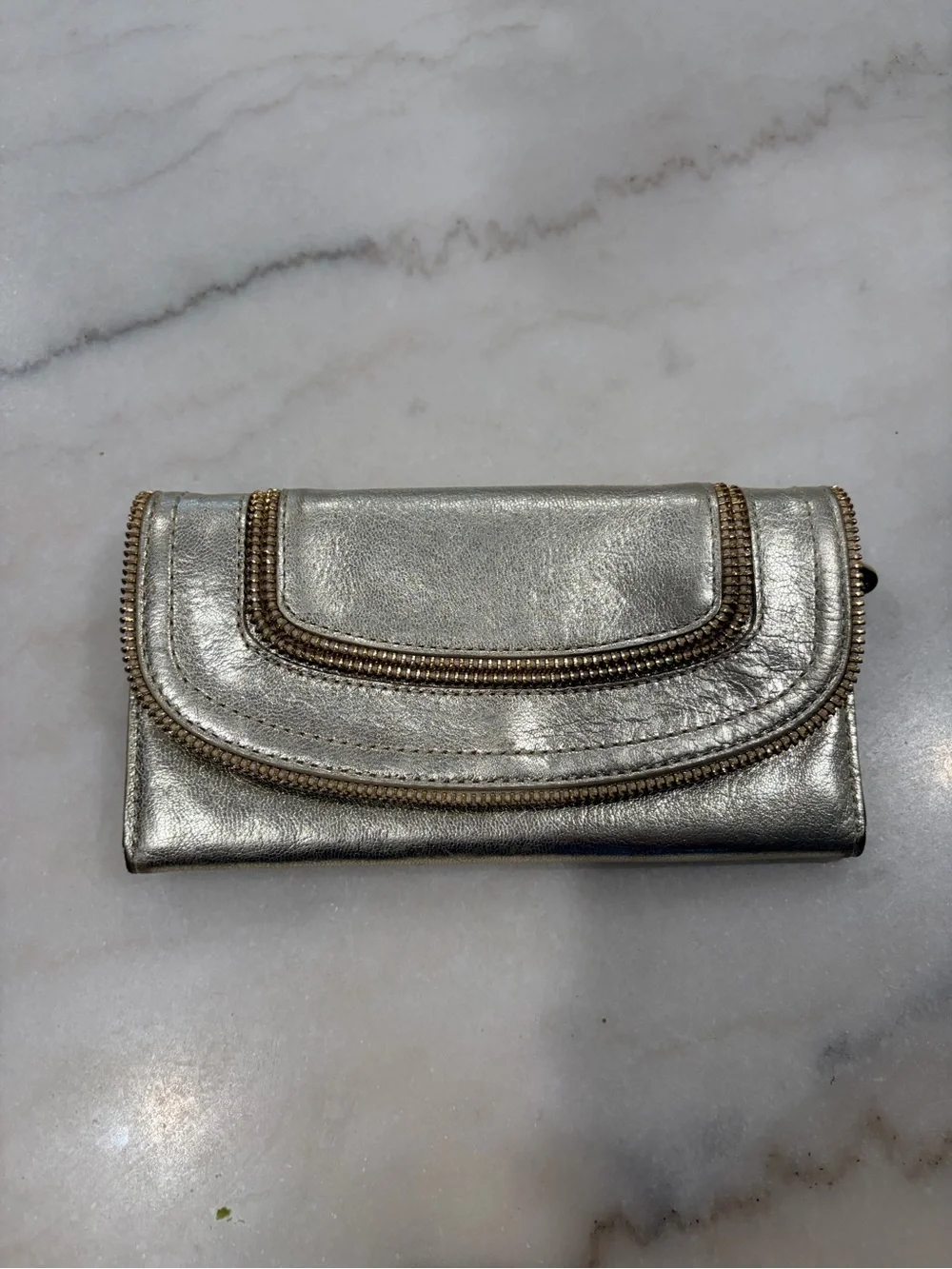 Michael Kors gold Metallic Leather Wallet Clutch